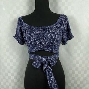 Hollister Navy Polka Dot Crop Top